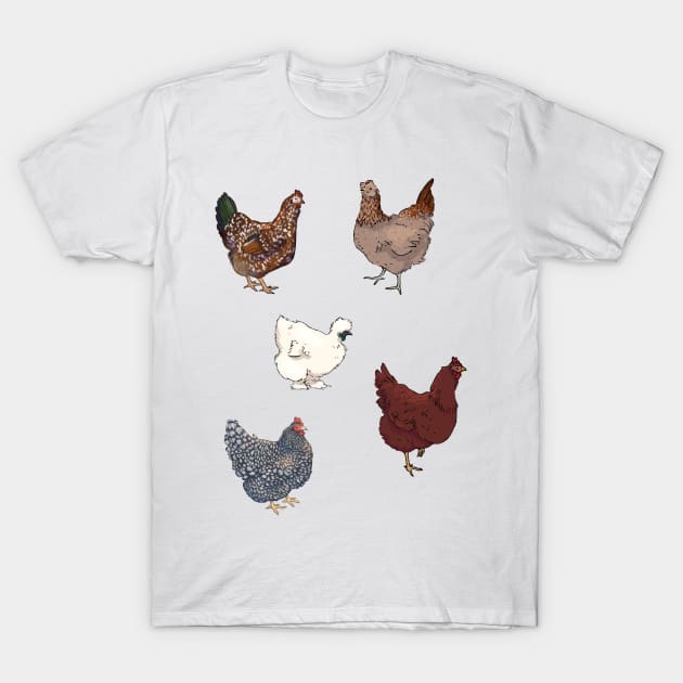 Flock of Chickens T-Shirt by E. Leary Art